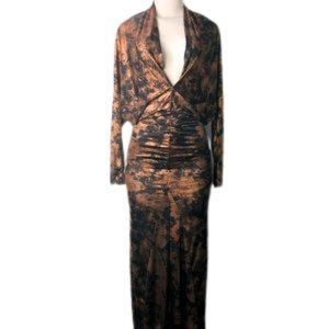 VICCI VICCI Maxi bronze and black Maxi long sleeve dress